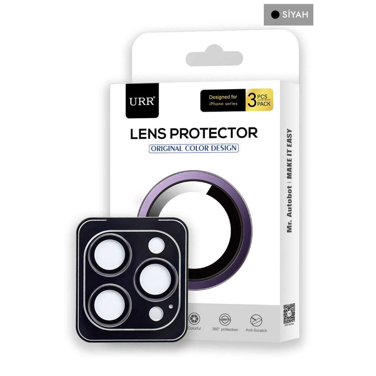 URR Apple iPhone 15 Pro Max 3D PVD Dioxide Kamera Lens Koruyucu